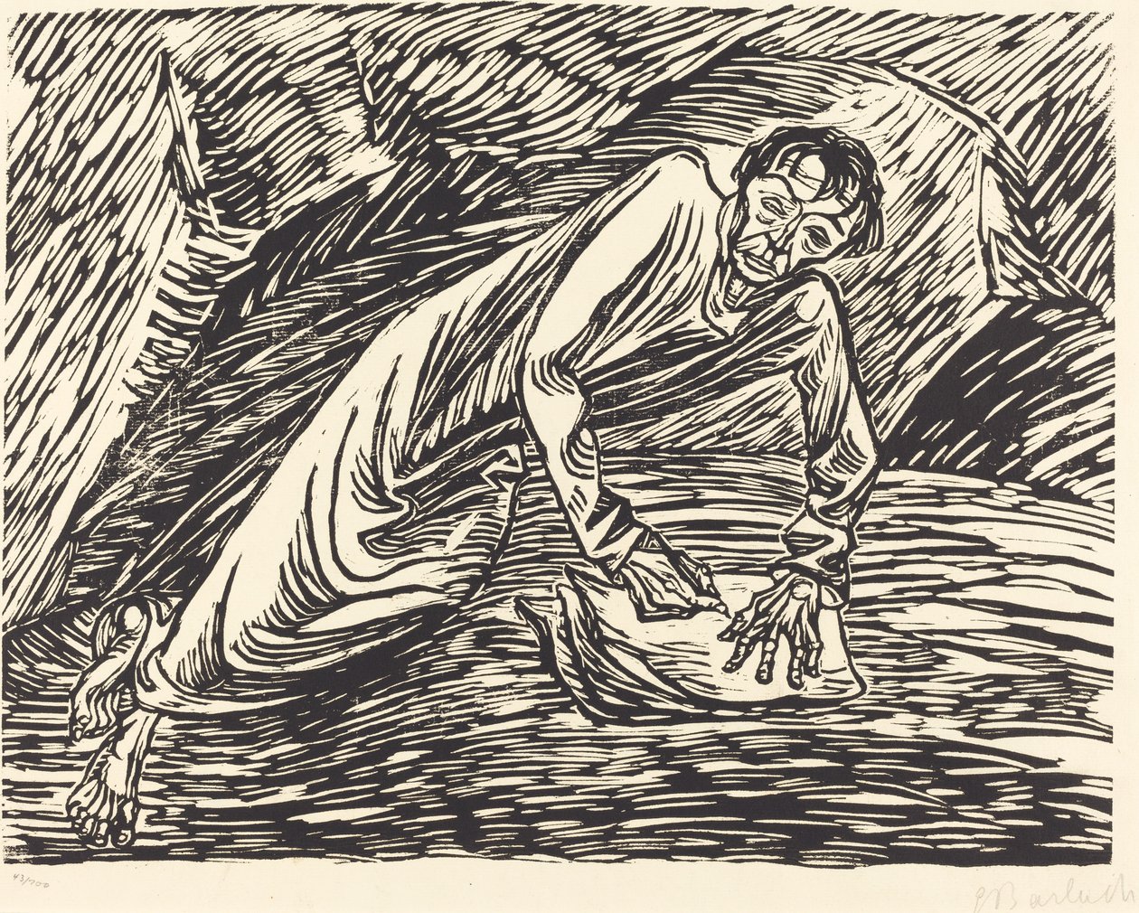 De Schrijvende Profeet (detail) door Ernst Barlach