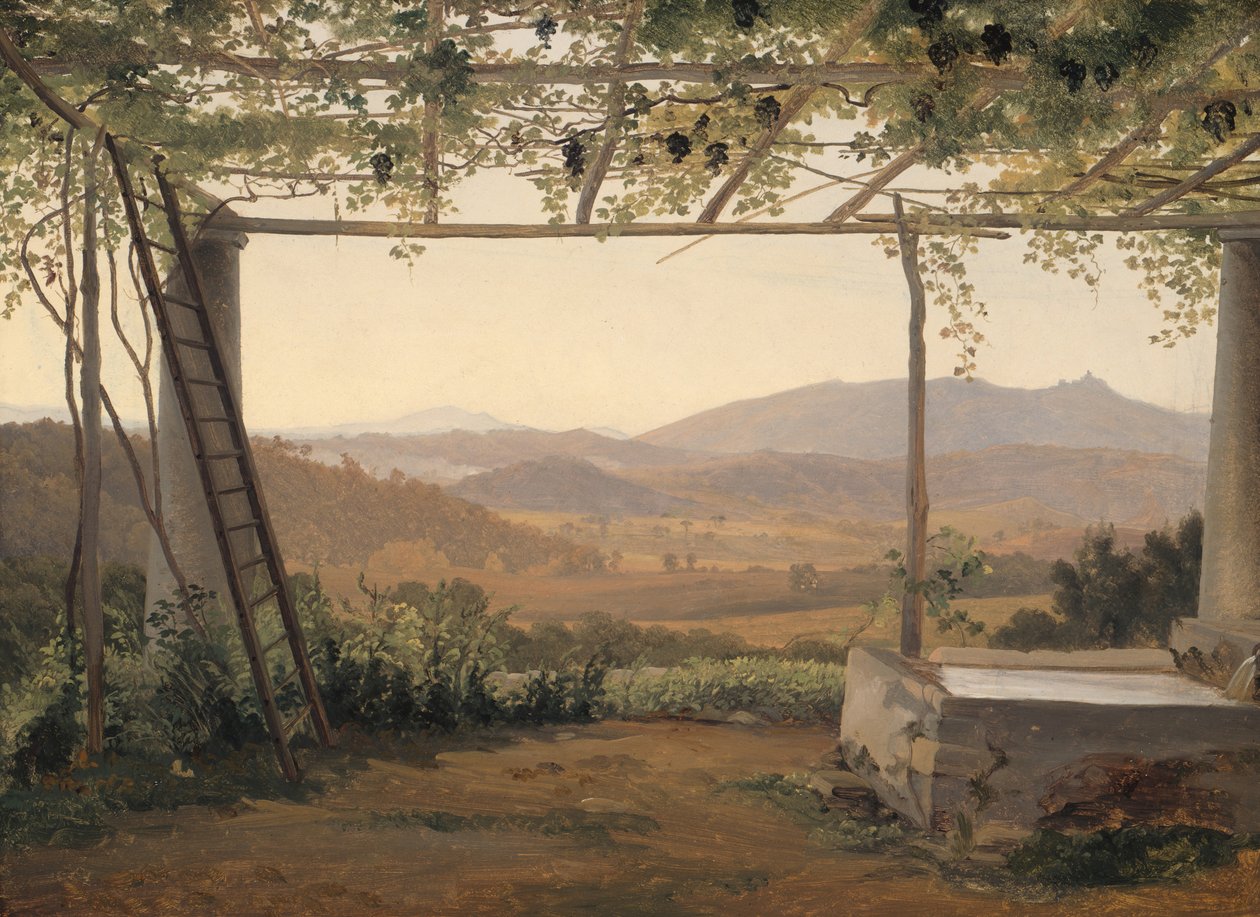 Fontein en Pergola in Italië door Ernst Christian Frederik Petzholdt