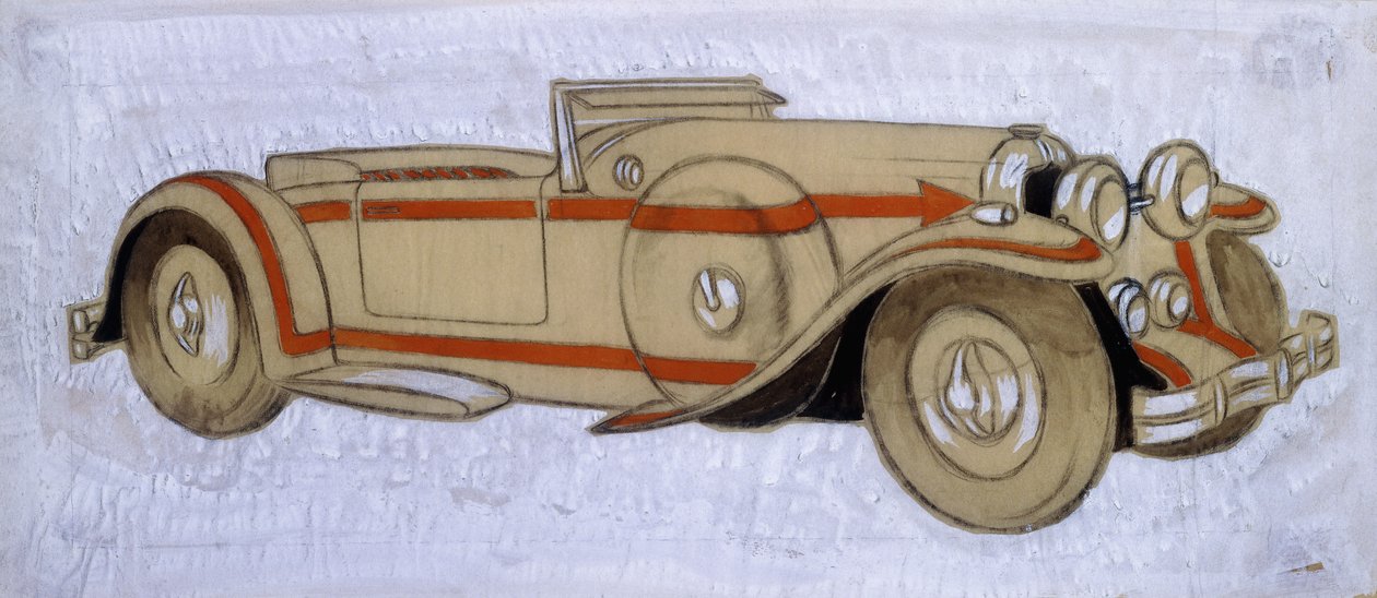Een illustratie van een 1924 Delage met carrosserie door Letourneur et Marchand door Ernst Deutsch Dryden