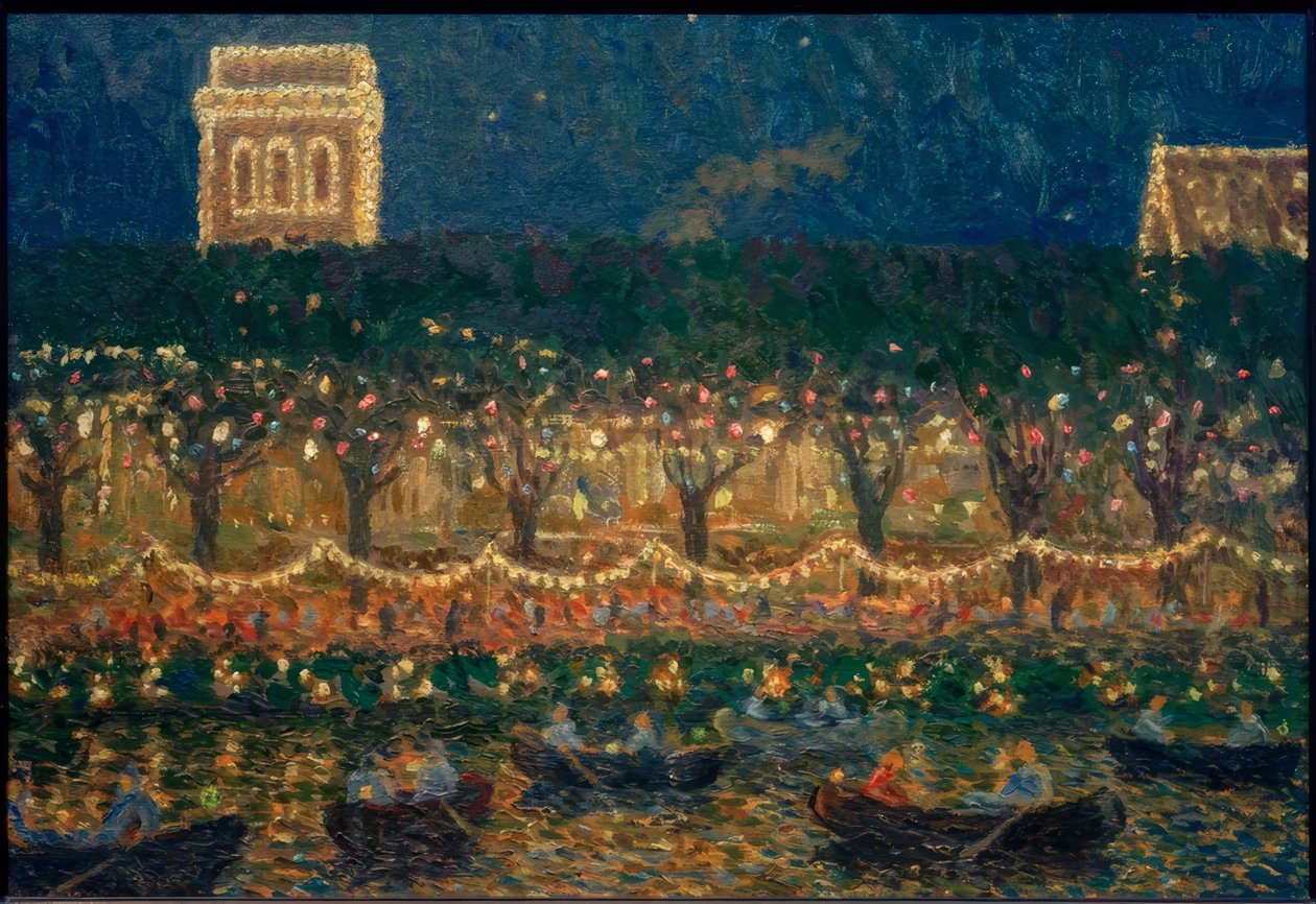 Avond bij het Uhlenhorster Fährhaus door Ernst Eitner