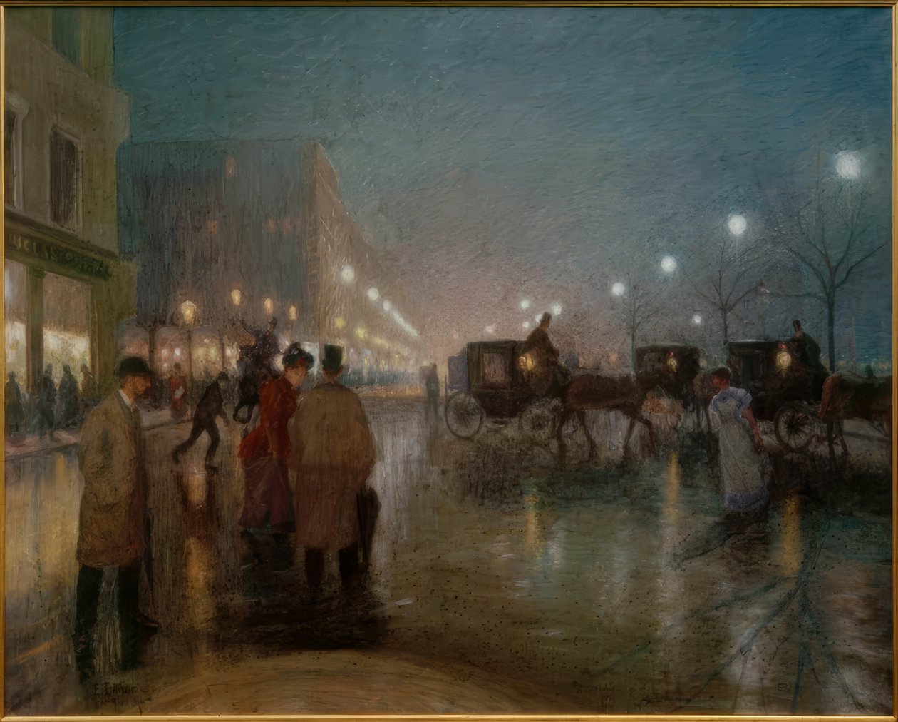 Hamburg, Der Jungfernstieg in de avond door Ernst Eitner