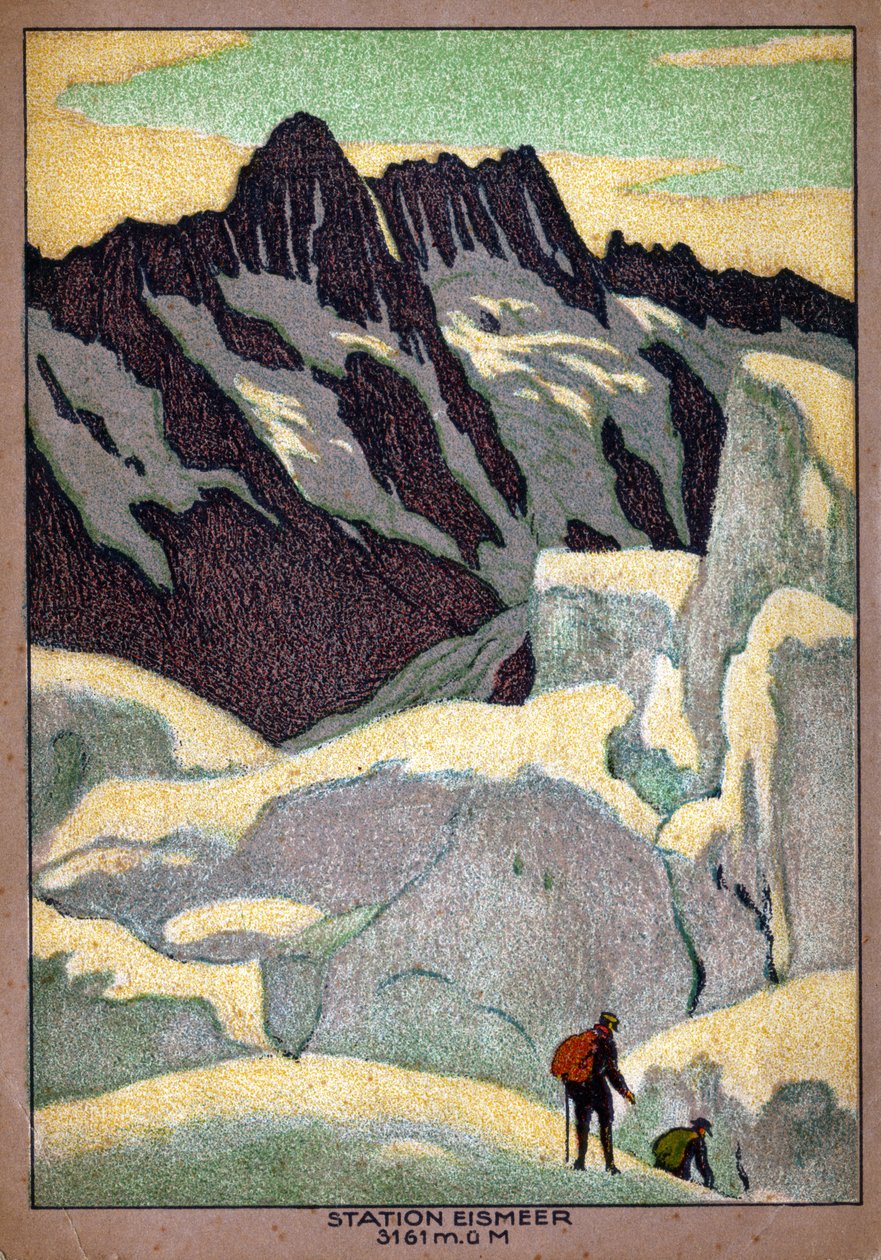 Grindelwaldgletsjer (Illustratie, ca. 1920-1930) door Ernst Emil Schlatter