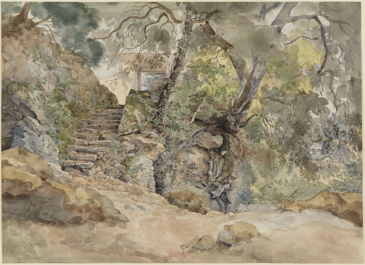 Uit het park van Villa Chigi in Ariccia door Ernst Fries