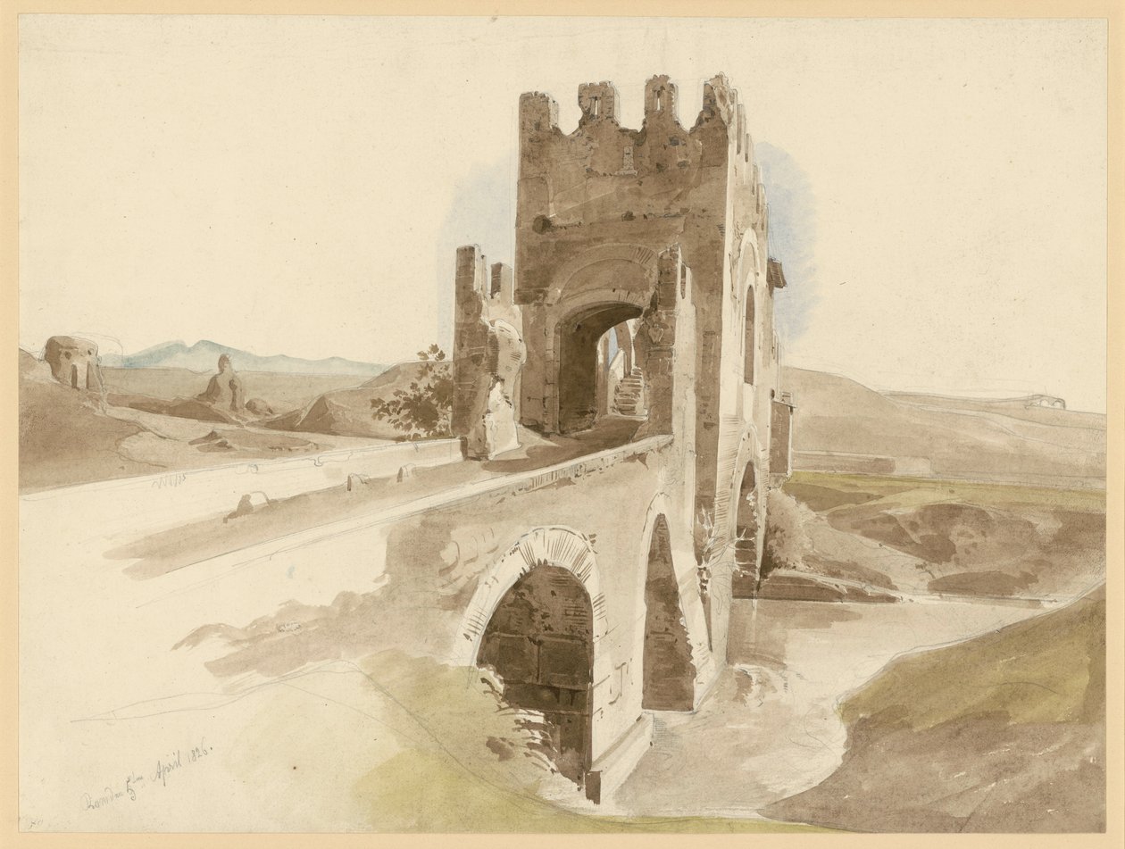 De Campagna met de stenen Tiberbrug bij Rome door Ernst Fries