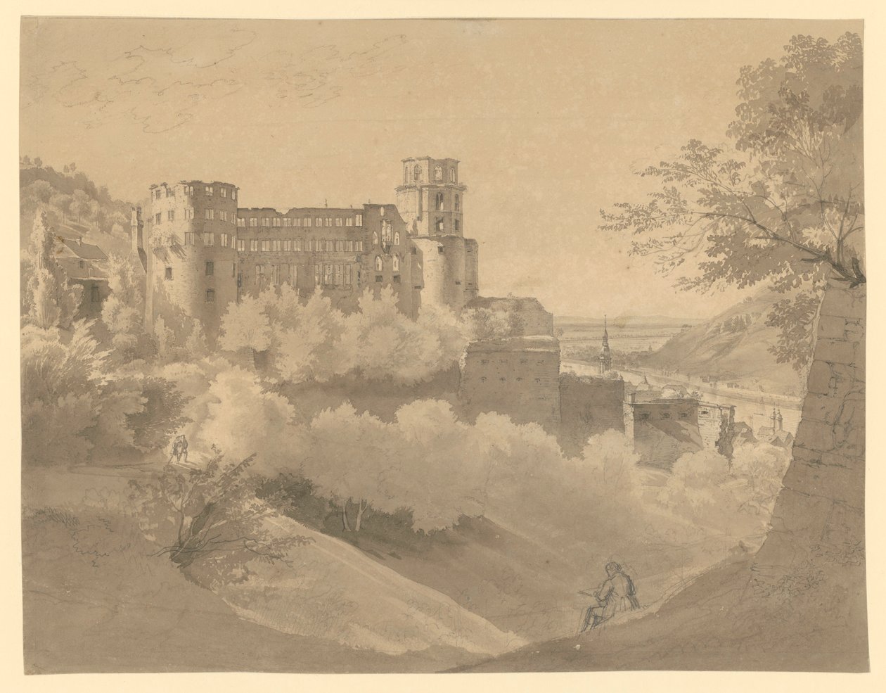 Heidelberg. Gezicht op het kasteel door Ernst Fries