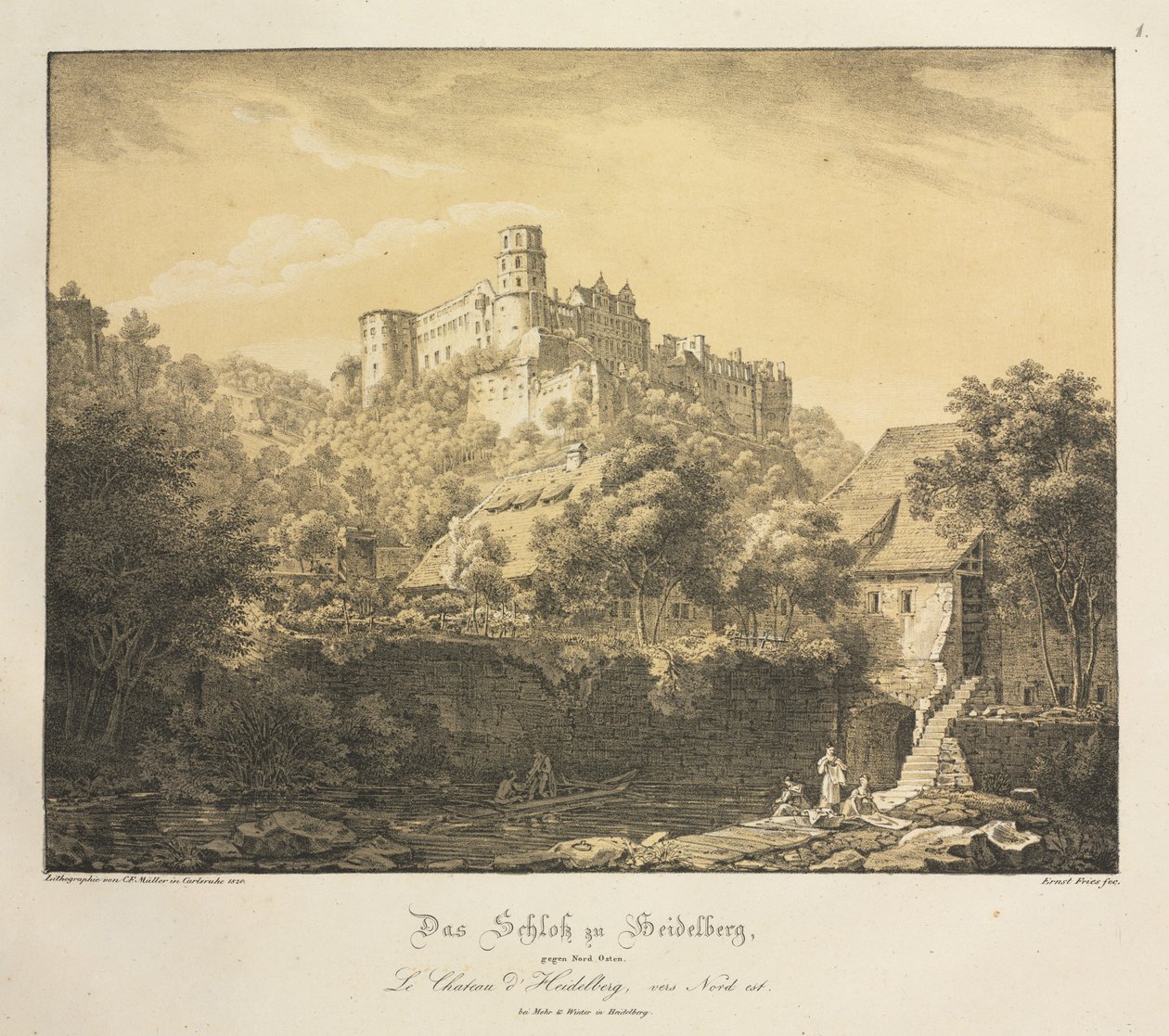 Zes uitzichten van het kasteel van Heidelberg: Oostwaarts door Ernst Fries