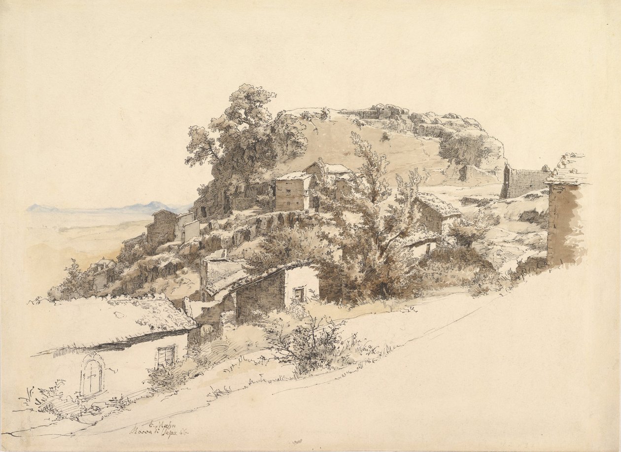 Romeins landschap bij Rocca di Papa, 1866 door Ernst Furchtegott Mohn