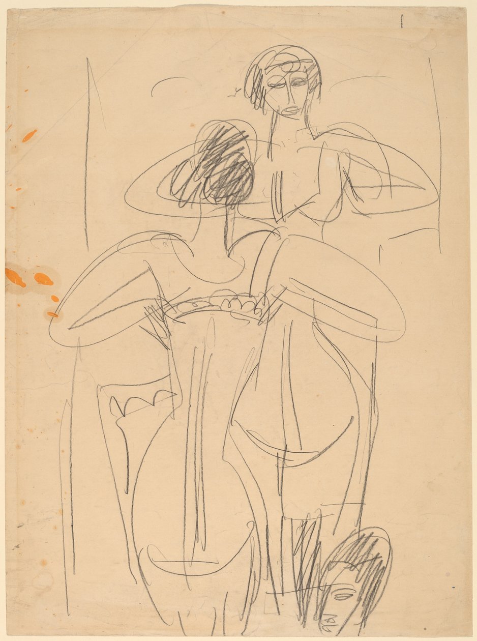 Meisje voor een spiegel, 1912-1913 door Ernst Ludwig Kirchner