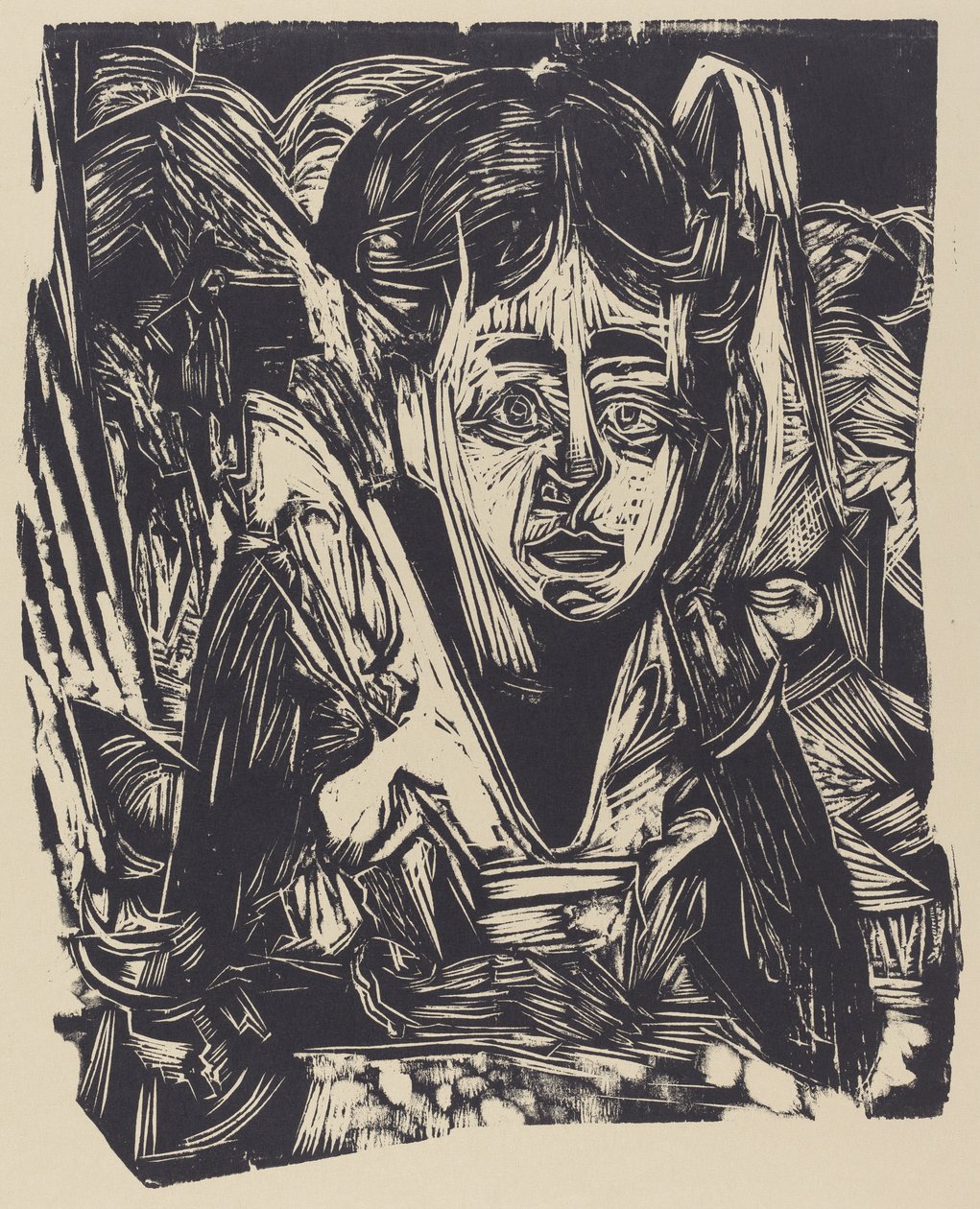 Meisje dromend door Ernst Ludwig Kirchner