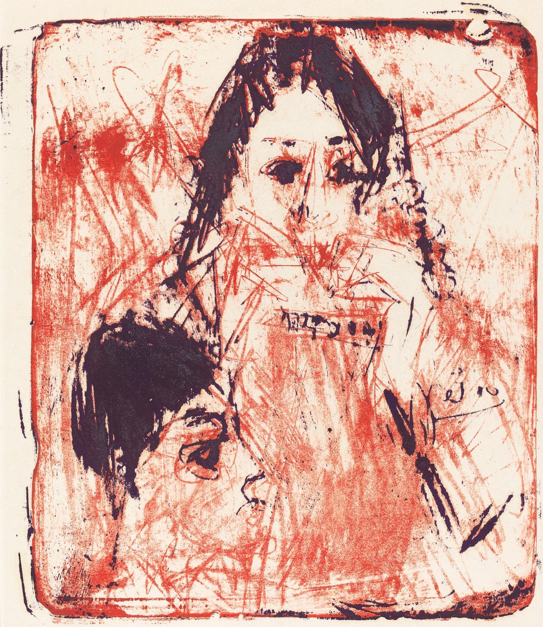 Harmonicaspeler, 1919 door Ernst Ludwig Kirchner