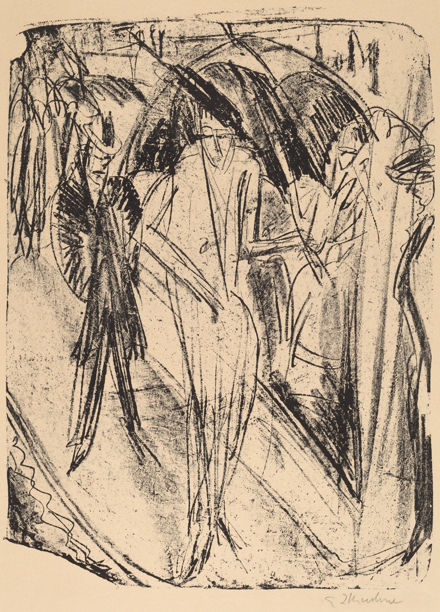 Dame in de Regen, 1914 door Ernst Ludwig Kirchner