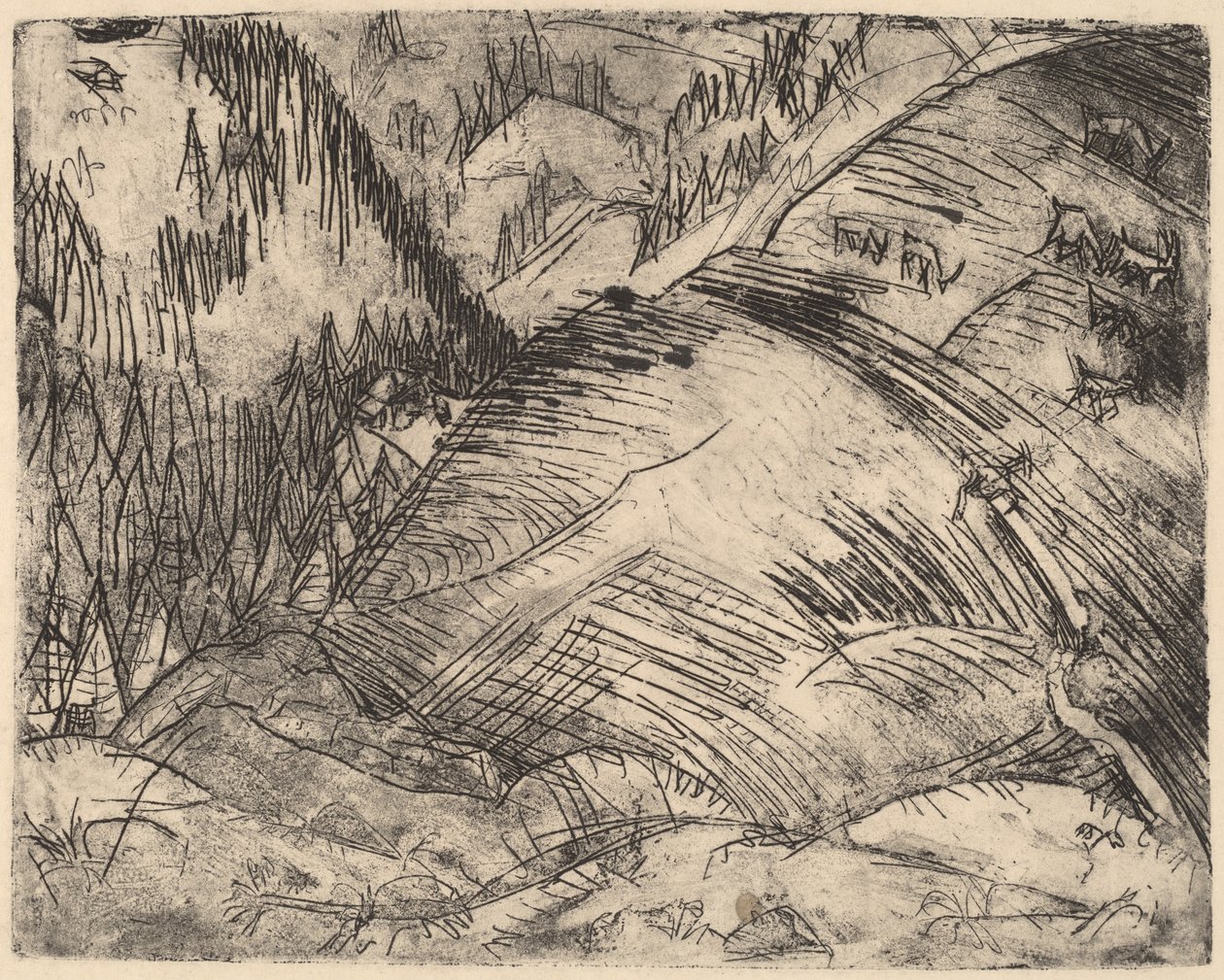 Berghelling met geiten, 1920 door Ernst Ludwig Kirchner