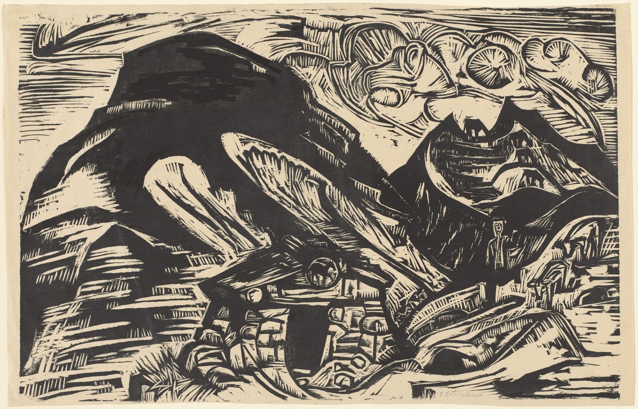 Bergen met een berghut, 1921 door Ernst Ludwig Kirchner