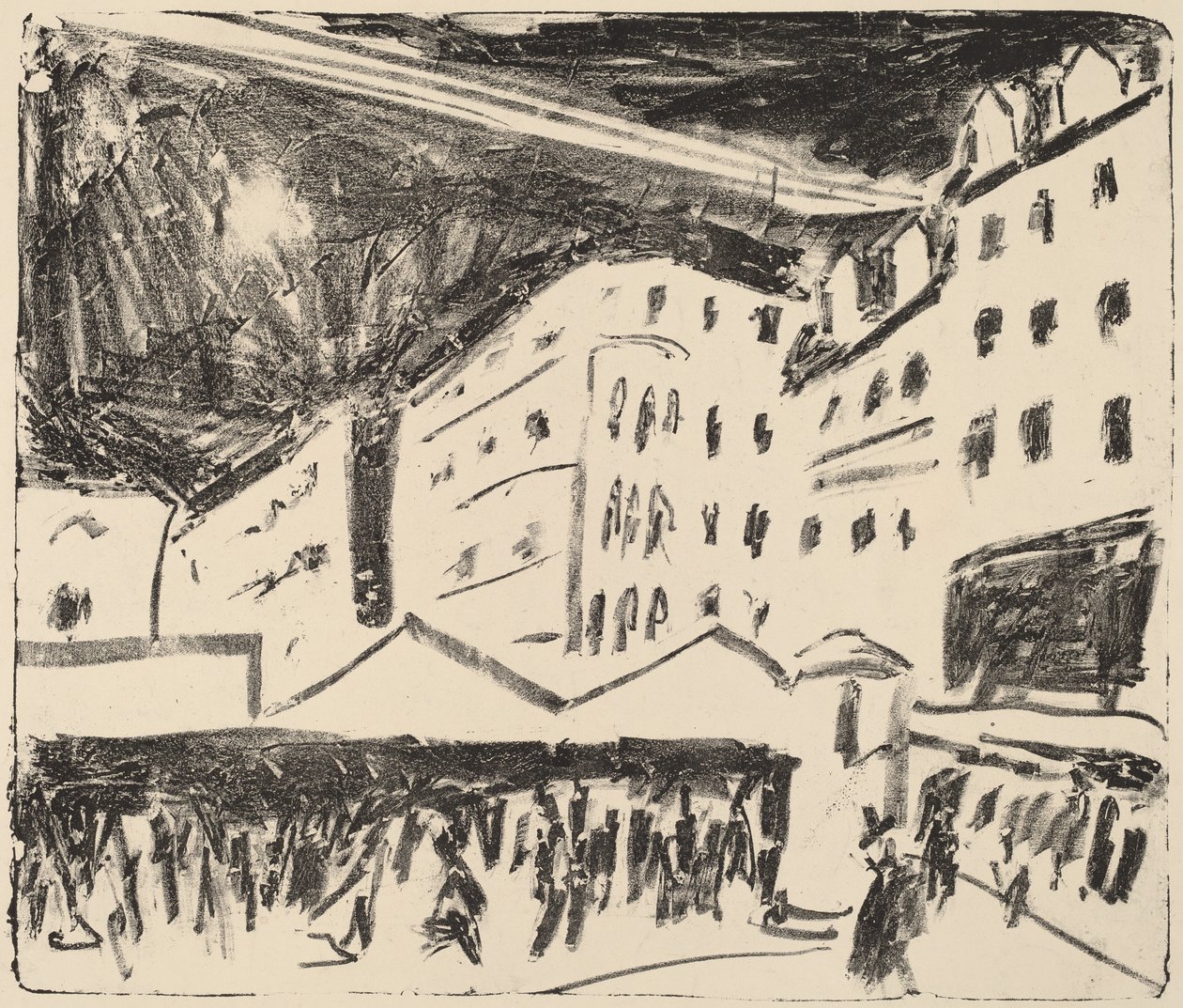 Oude Markt in Dresden met Jaarlijkse Kermis door Ernst Ludwig Kirchner