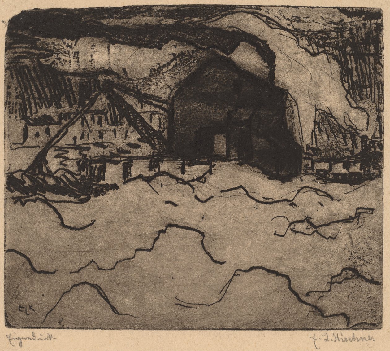 Zandbaggeraars op de Elbe, 1906 door Ernst Ludwig Kirchner
