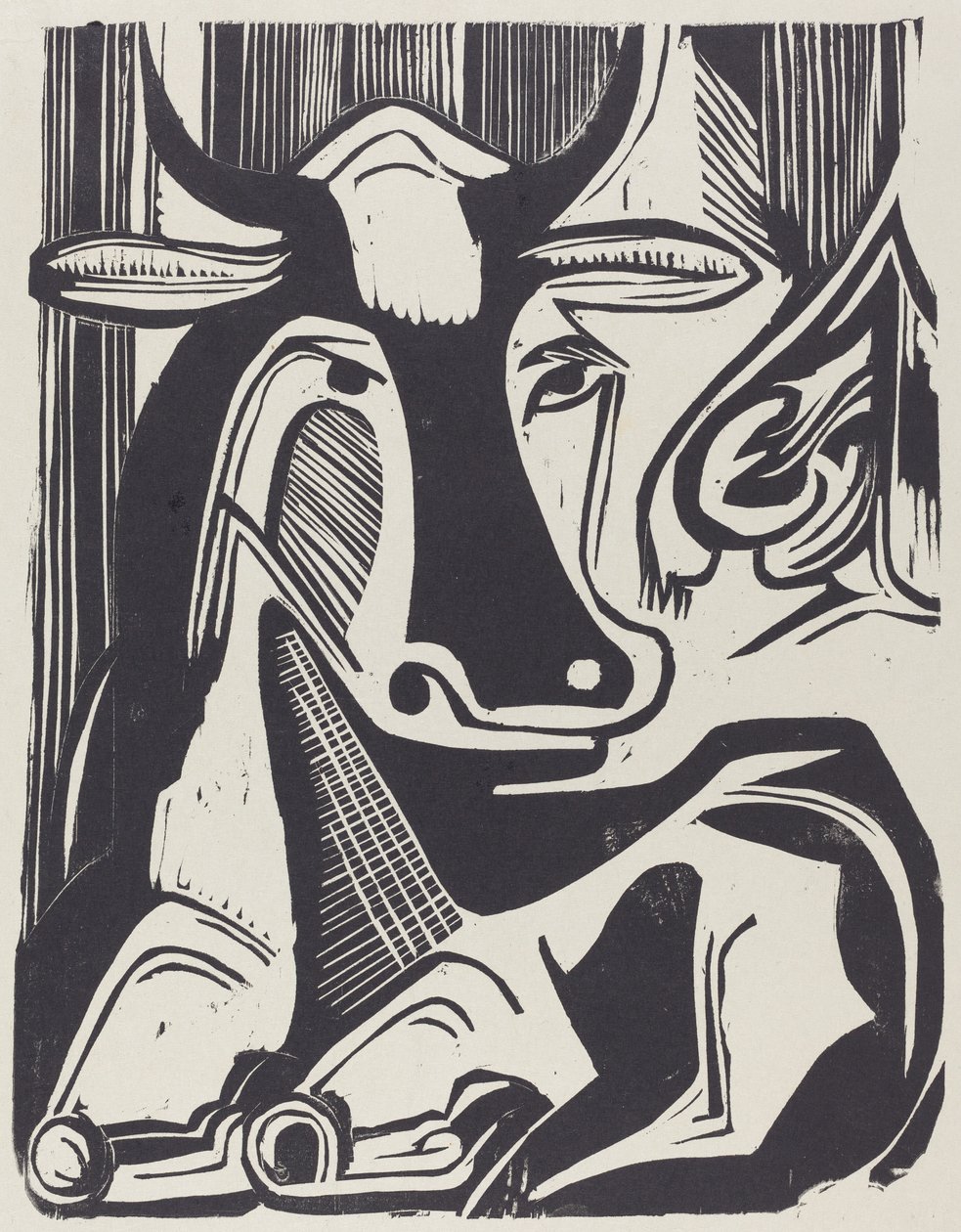 De Grote Koe Liggend door Ernst Ludwig Kirchner