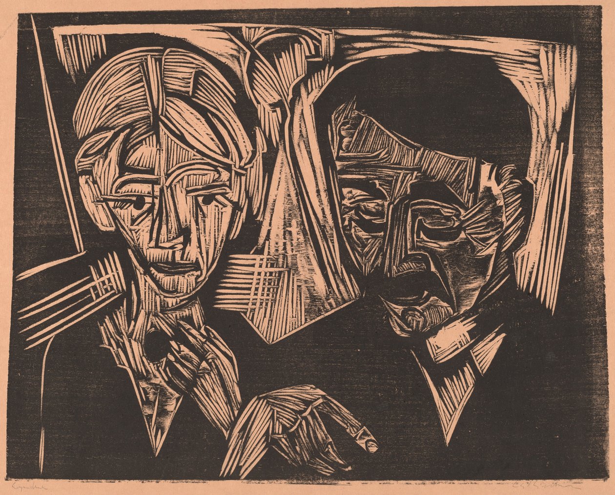 Het Getrouwde Paar Müller, 1919 door Ernst Ludwig Kirchner
