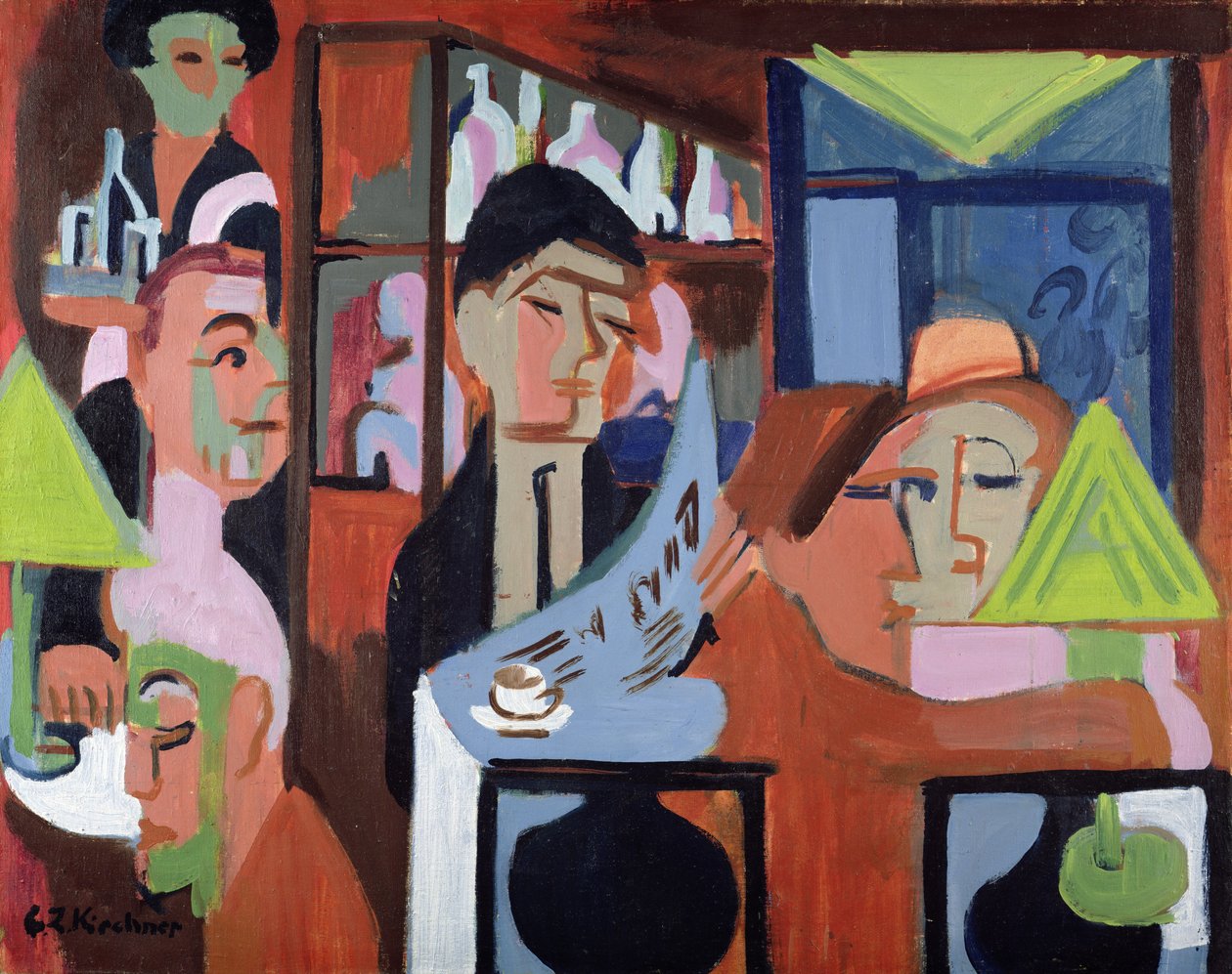Een café in Davos door Ernst Ludwig Kirchner