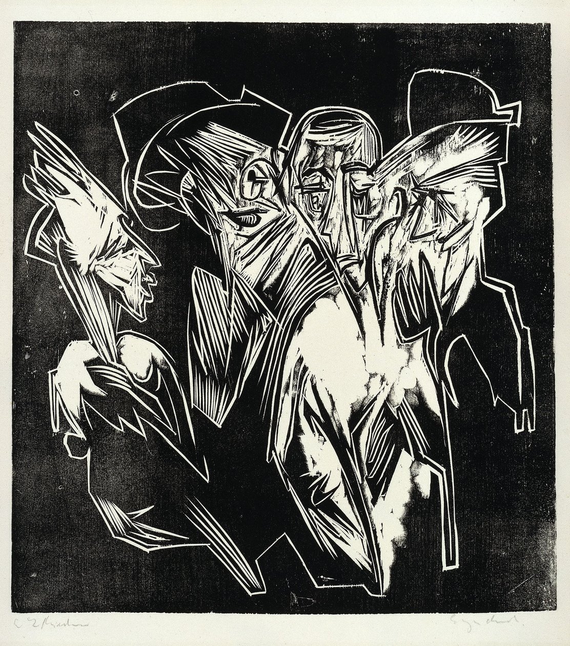 Absalom en zijn raadgevers door Ernst Ludwig Kirchner