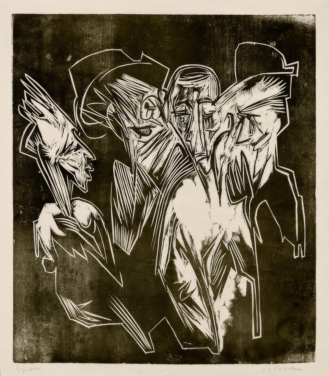 Absalom en zijn raadgevers door Ernst Ludwig Kirchner
