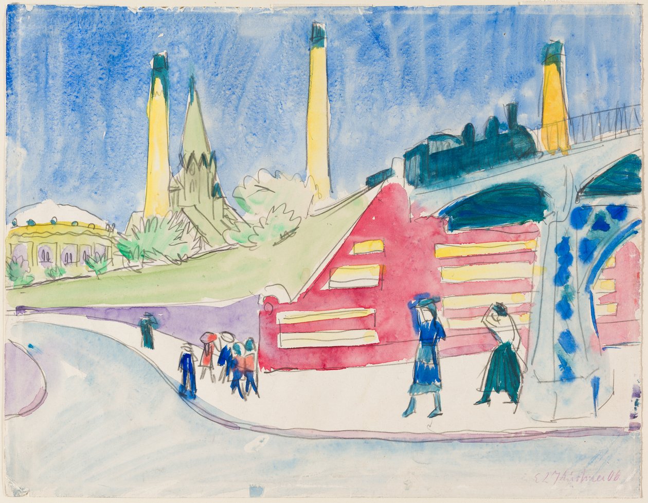 Spoordijk door Ernst Ludwig Kirchner