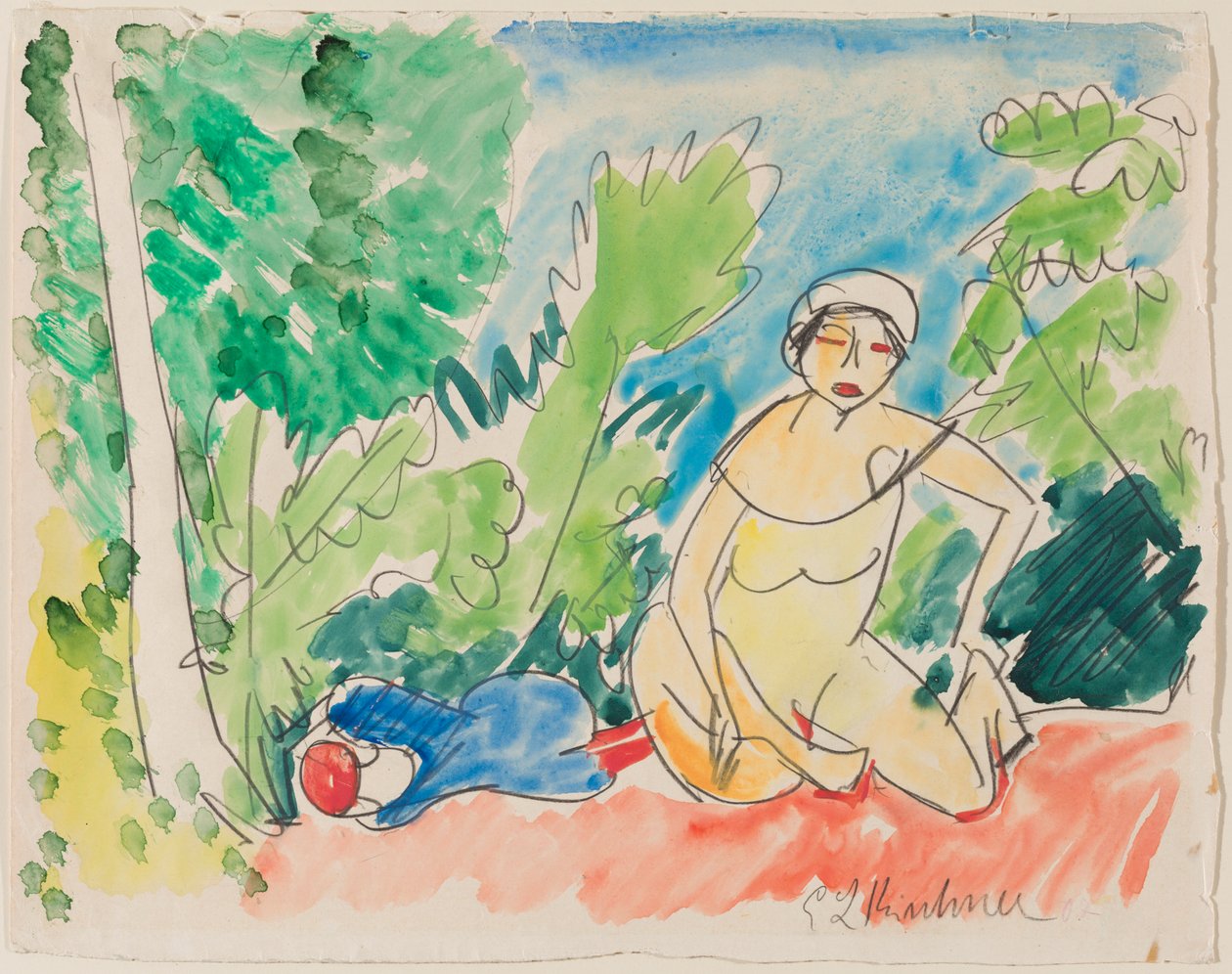 Baden bij het Meer, ca.1907 door Ernst Ludwig Kirchner