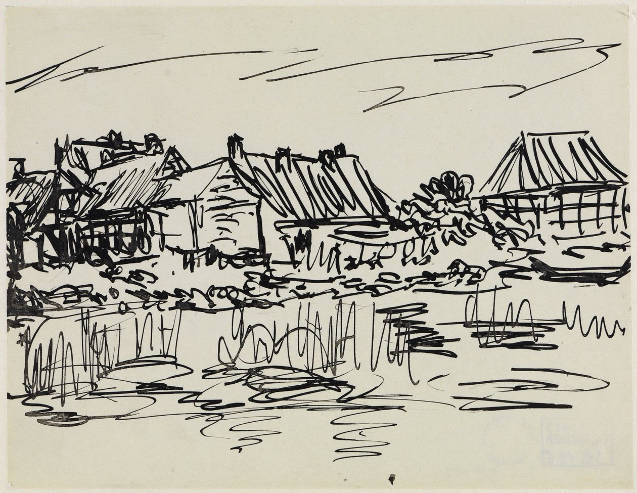 Boerderijen aan het water (Fehmarn) door Ernst Ludwig Kirchner