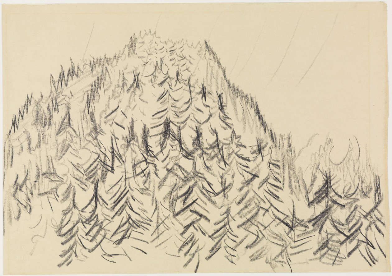 Beboste heuvel door Ernst Ludwig Kirchner