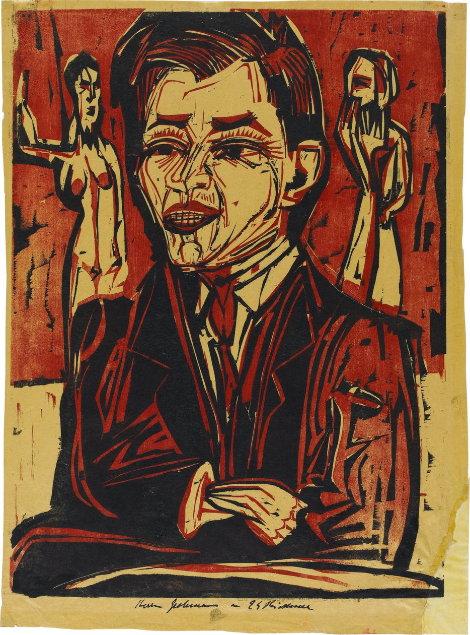 Groot borstbeeldportret van Will Grohmann (1887-1968) door Ernst Ludwig Kirchner