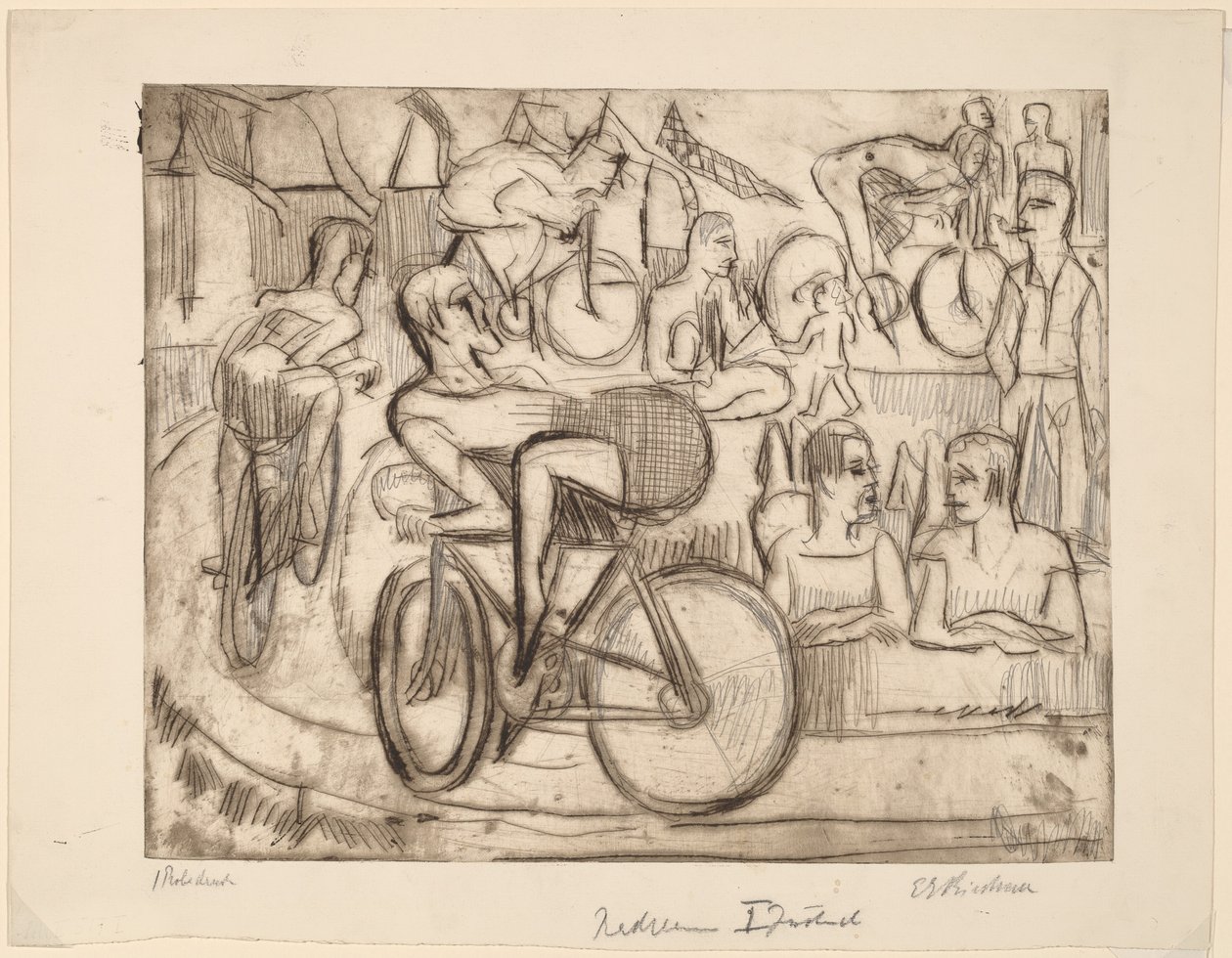 Wielerwedstrijd door Ernst Ludwig Kirchner