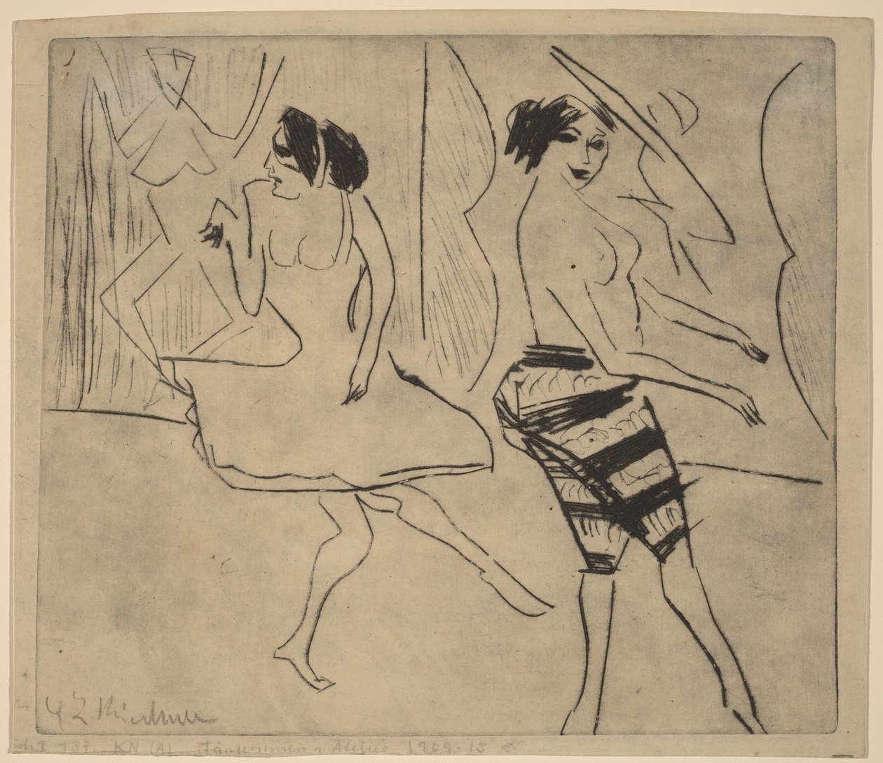 Dansers in de studio door Ernst Ludwig Kirchner