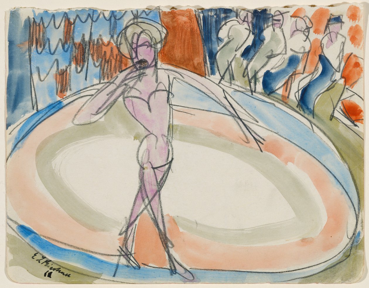 Dansende vrouw in het cabaret door Ernst Ludwig Kirchner