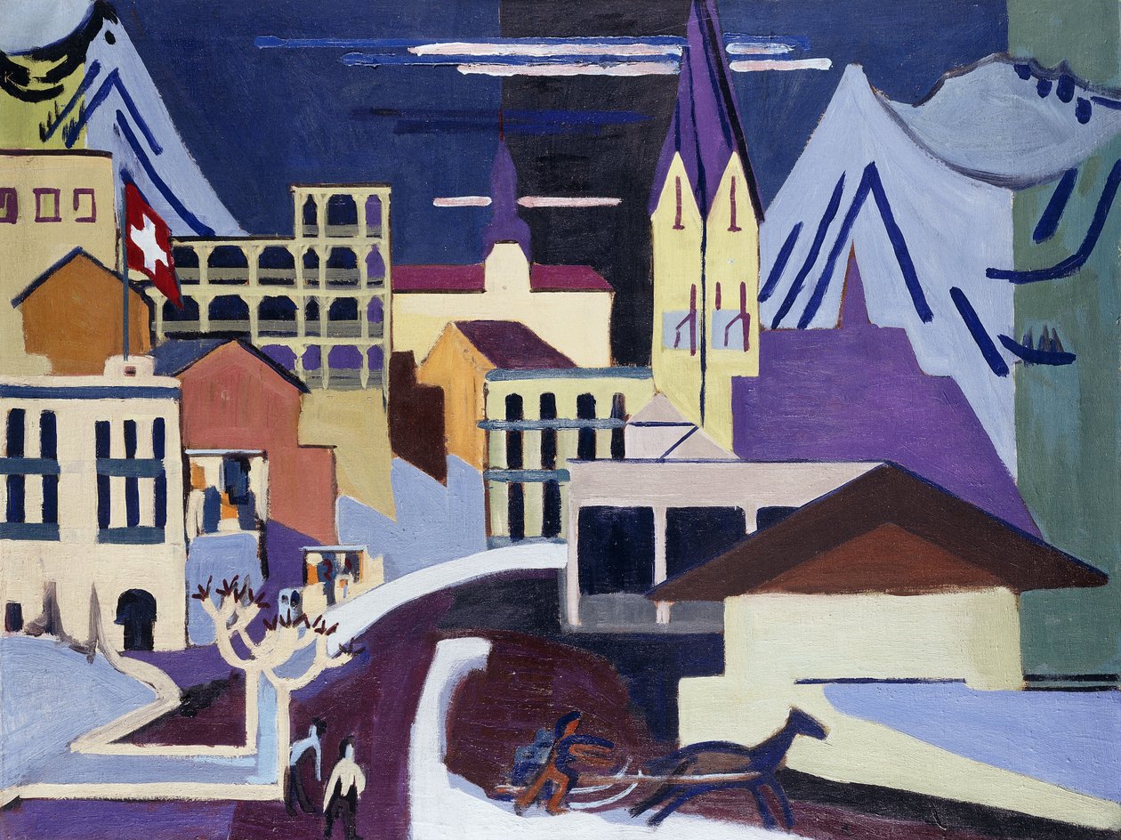 Davos-Platz Treinstation, 1931 door Ernst Ludwig Kirchner