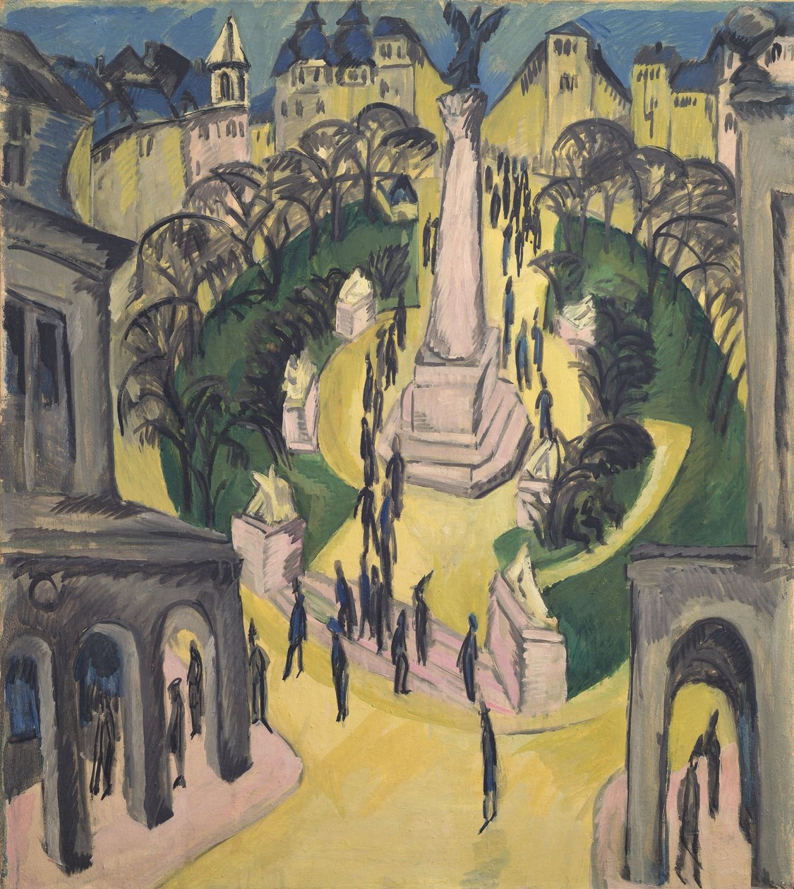 Het Belle-Alliance-plein in Berlijn door Ernst Ludwig Kirchner