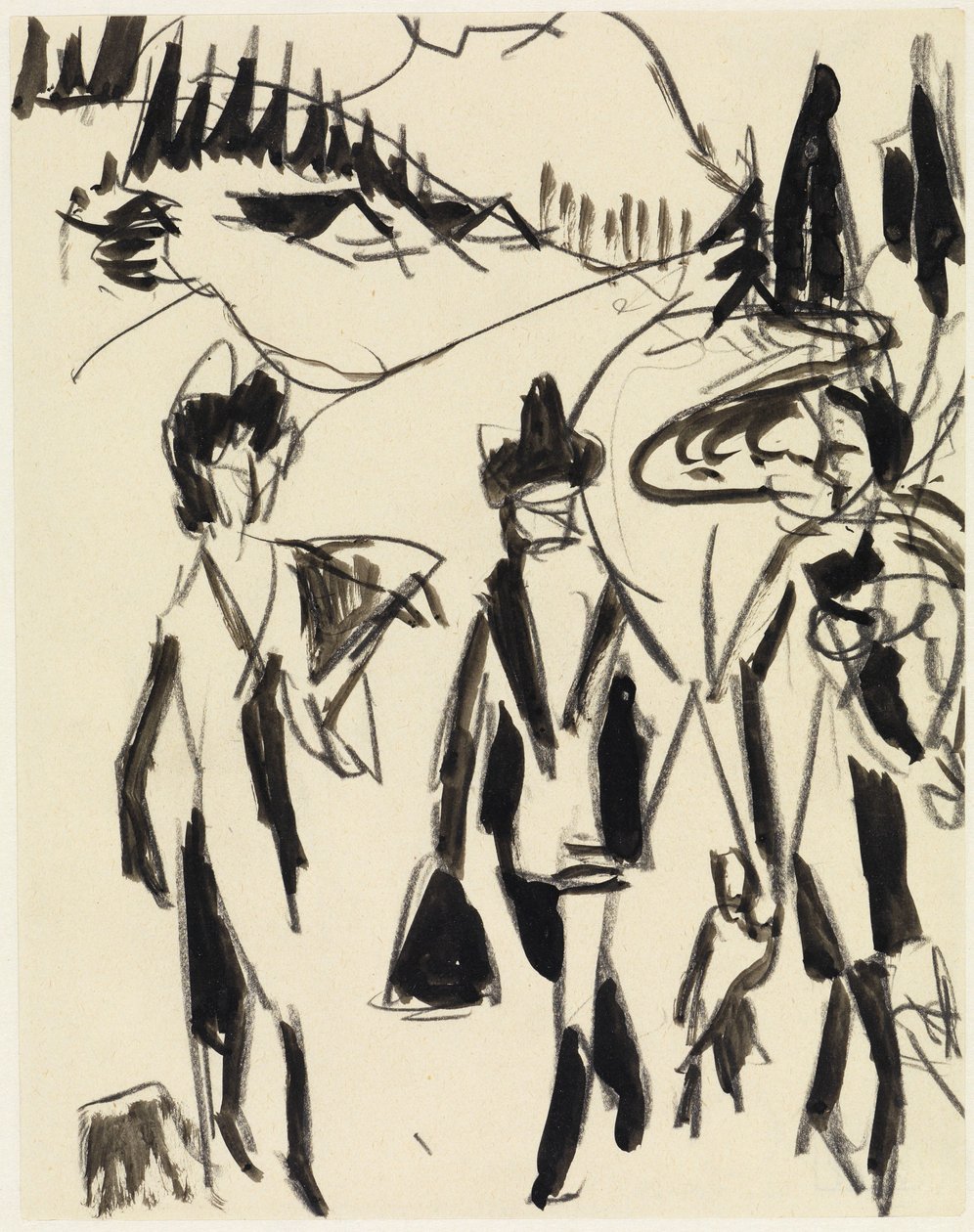 Drie wandelaars in een berglandschap door Ernst Ludwig Kirchner