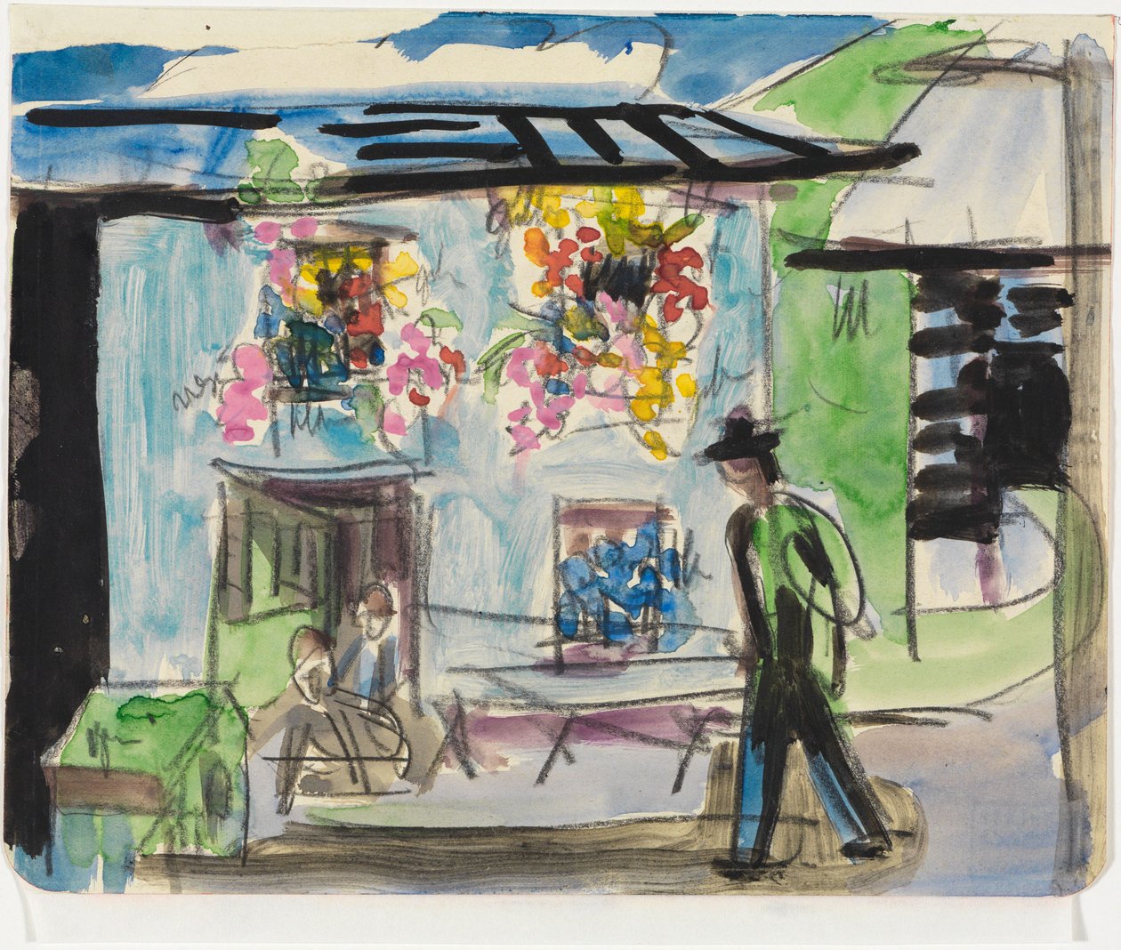 Een huisje met bloemenramen door Ernst Ludwig Kirchner