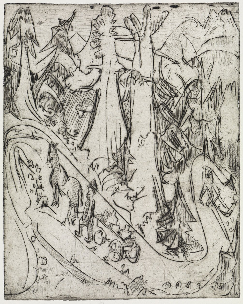 Geiten/melkwagen op het bergpad door Ernst Ludwig Kirchner