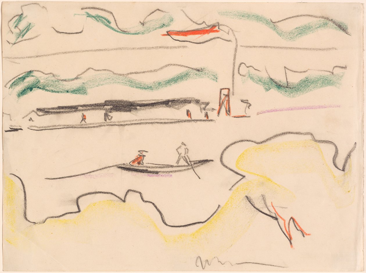 Elbe landschap bij Dresden door Ernst Ludwig Kirchner