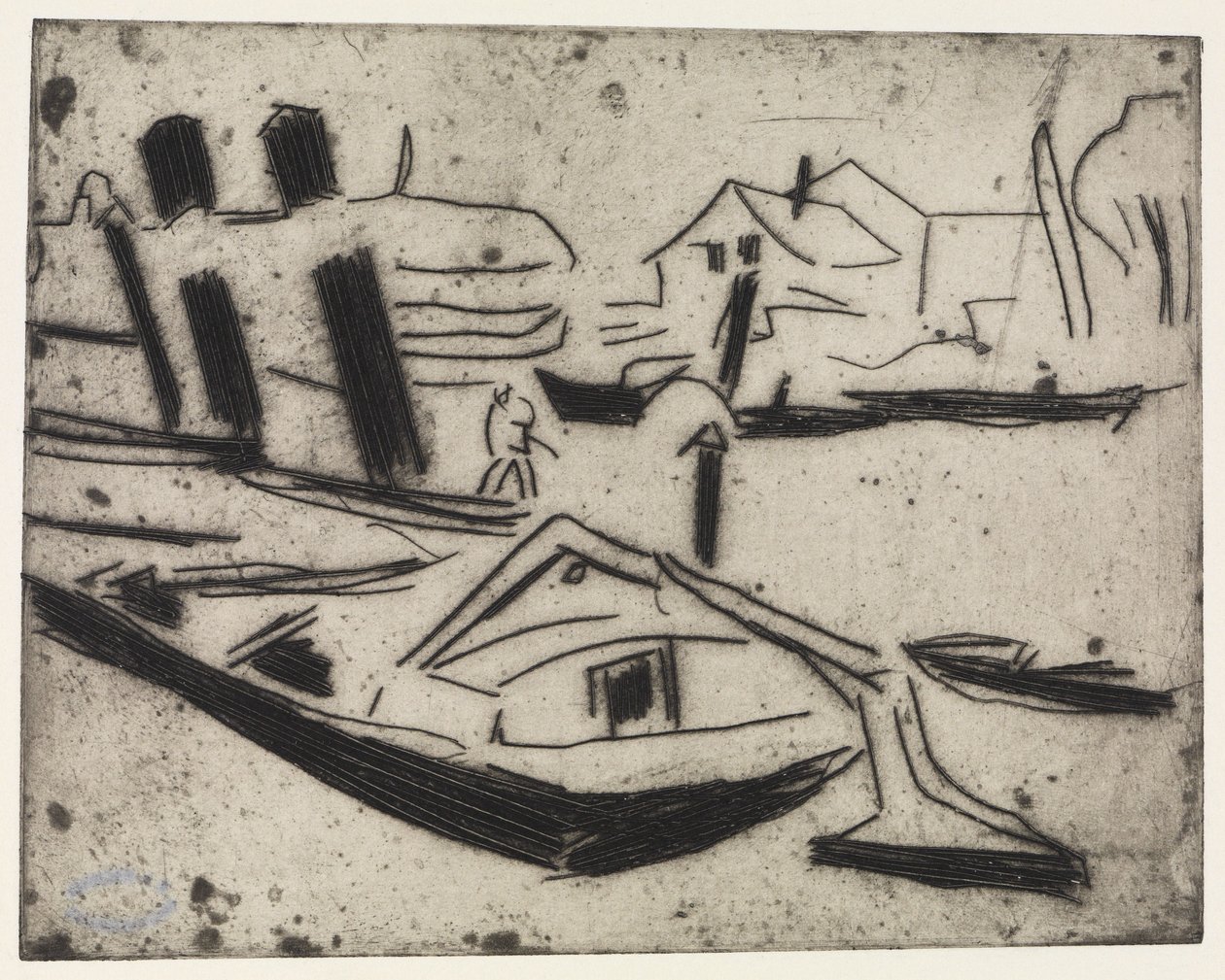 Elbzille met kettingtrekker door Ernst Ludwig Kirchner