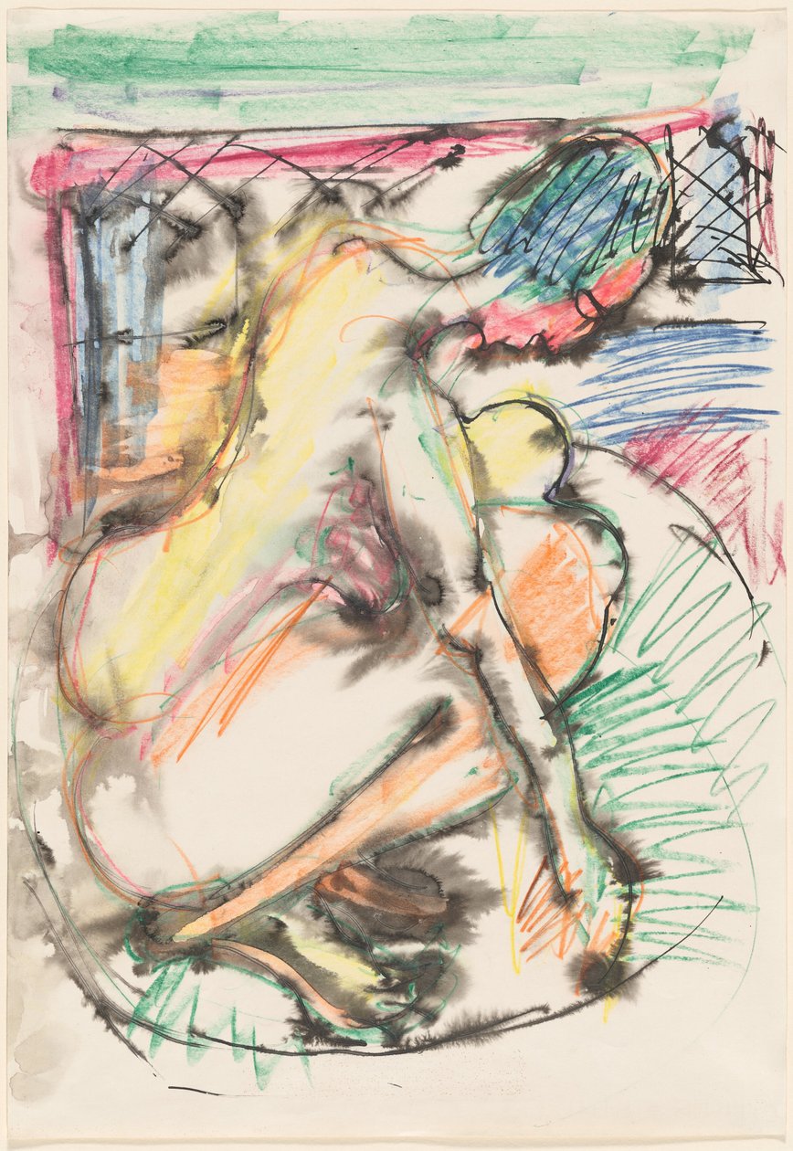 Erna in een badkuip door Ernst Ludwig Kirchner