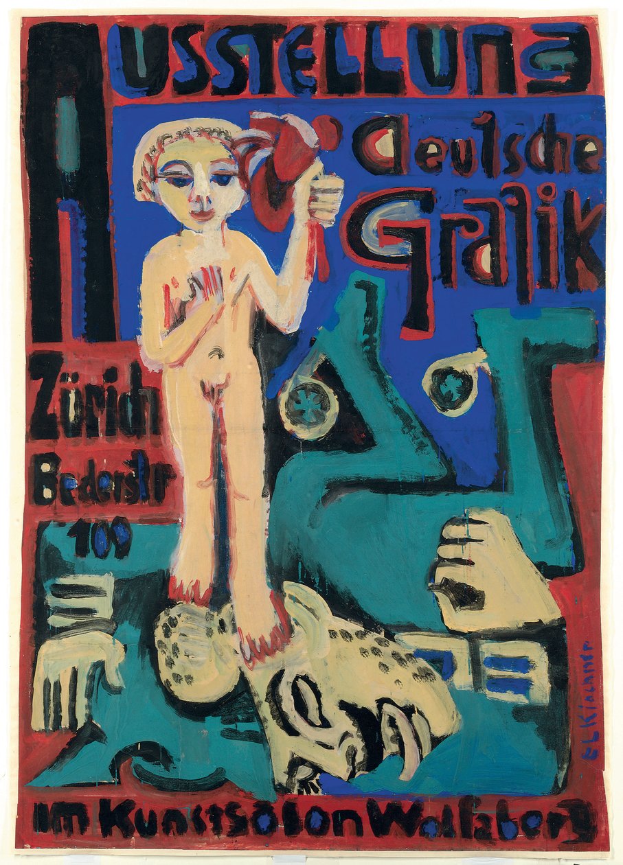 Tentoonstelling van Duitse grafiek in de Kunstsalon Wolfsberg, ca. 1921-1923 door Ernst Ludwig Kirchner