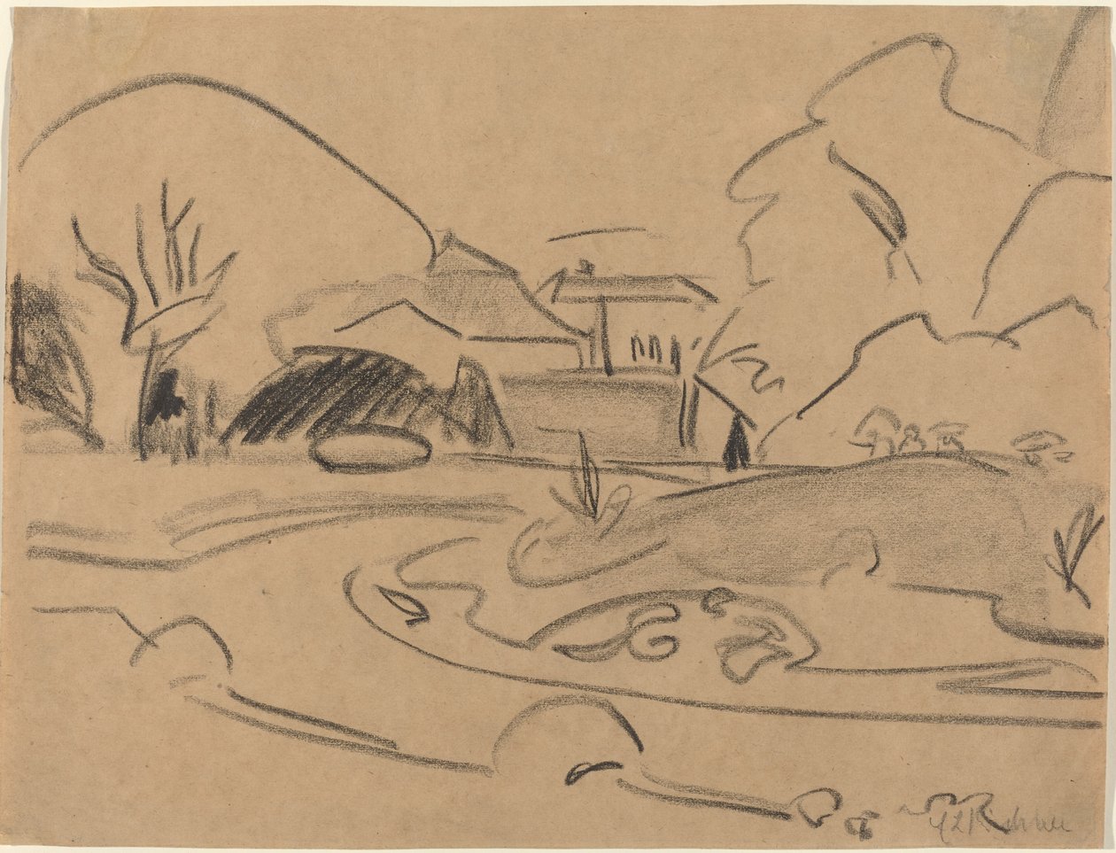 Voetpaden en Paviljoen in de Dresden Grosser Garten door Ernst Ludwig Kirchner