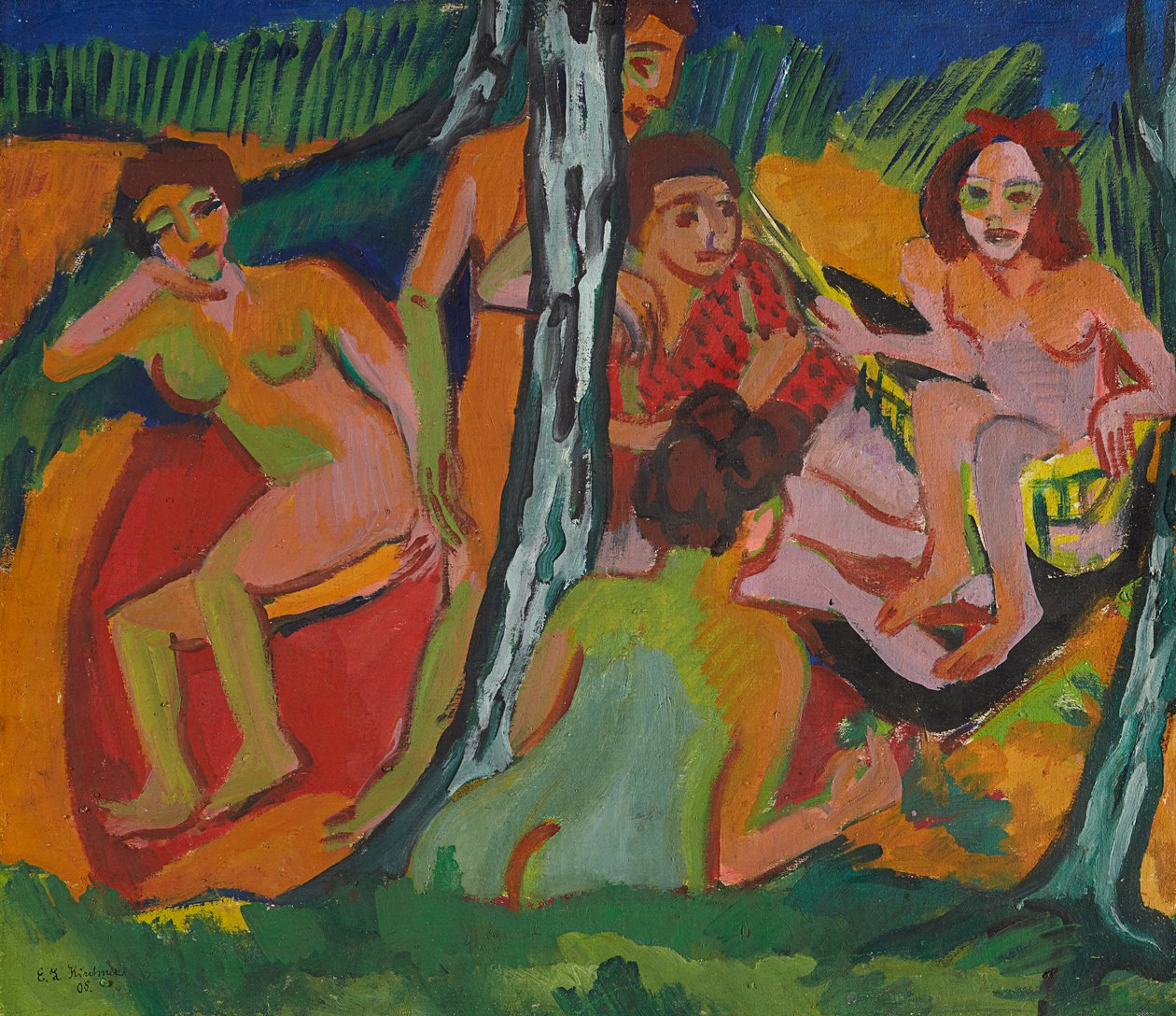 Boslandschap (Moritzburg-meren) door Ernst Ludwig Kirchner