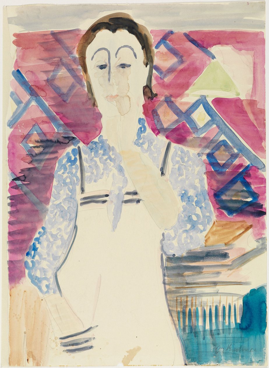 Vrouw met schort (Erna Kirchner) door Ernst Ludwig Kirchner