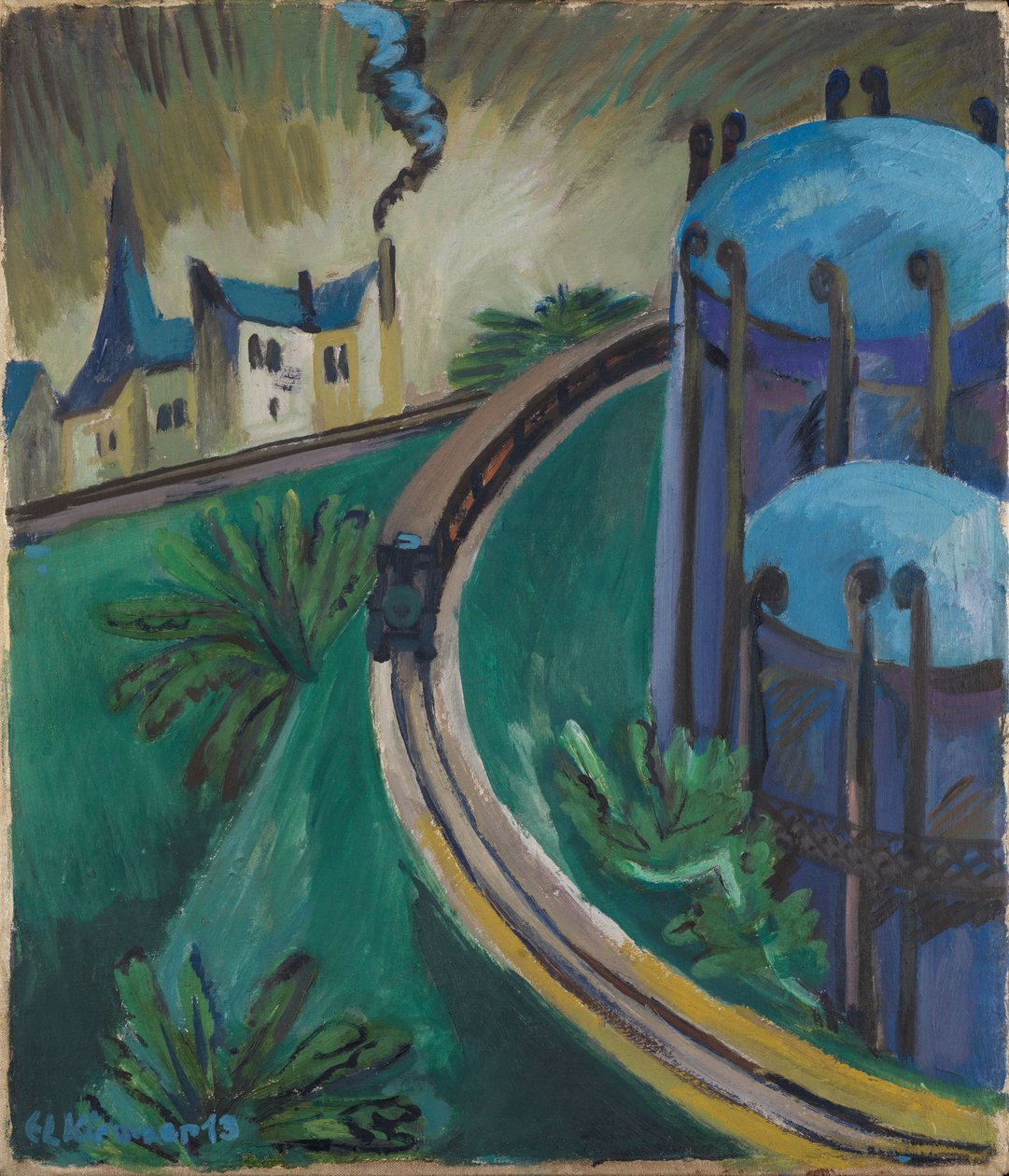 Gasketel en voorstadstrein door Ernst Ludwig Kirchner