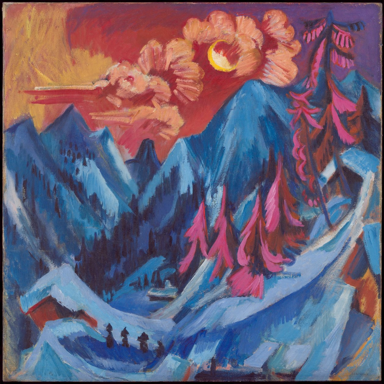 German: Wintermondlandschaft Winter Landscape in Moonlight door Ernst Ludwig Kirchner