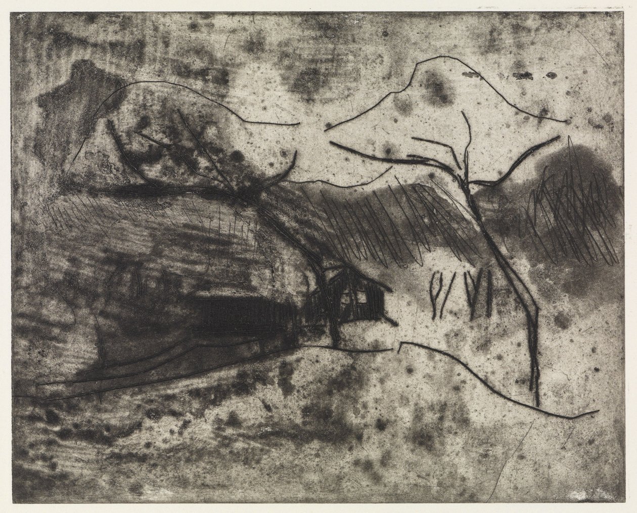 Huisje onder bomen in de sneeuw / Strand, wind, boten door Ernst Ludwig Kirchner
