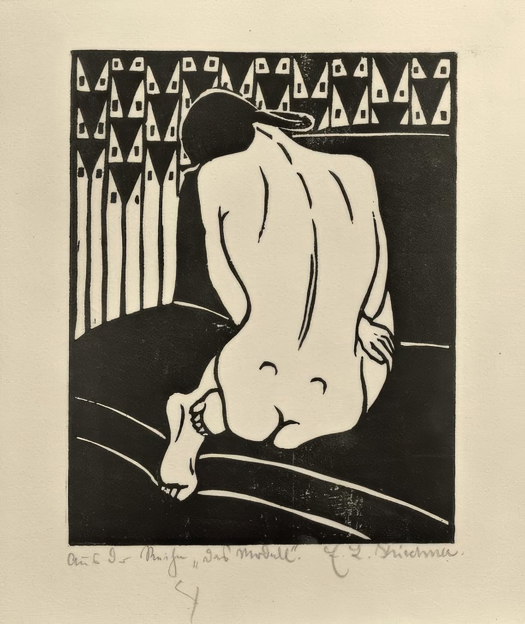 Hurkende naakt, van achteren gezien door Ernst Ludwig Kirchner