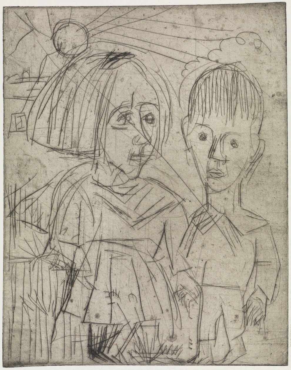 Kinderen bij zonsondergang / Mensen op de berg door Ernst Ludwig Kirchner