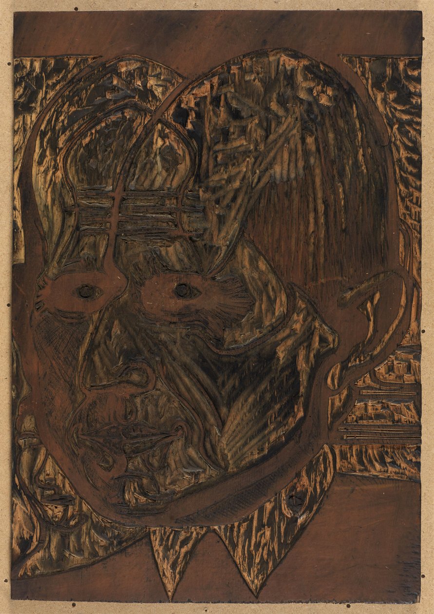 Hoofd Dr. Bauer, tekenbank door Ernst Ludwig Kirchner
